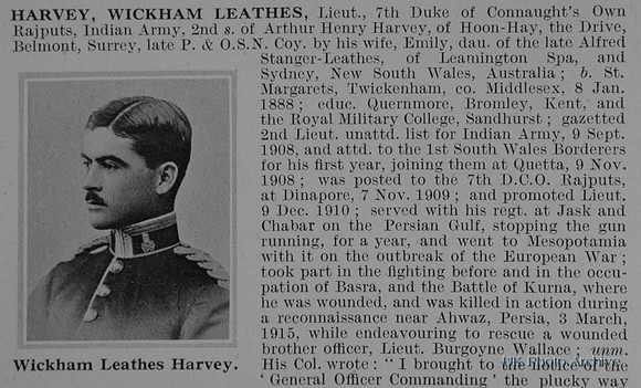 Harvey W L Lt Indian Army Obit Part 1