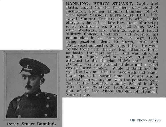 Banning P S Captain 2nd Royal Munster Fusiliers Obit