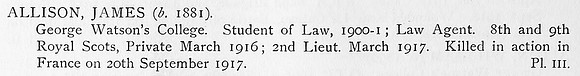 Allison J 2nd Lt 9th Royal Scots