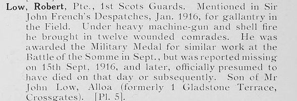 Low R Pte MM 1st Scots Guards MM Citation Photo Available Plate 5