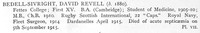 Bedell-Sivright D R Fleet Surgeon Royal Navy Obit