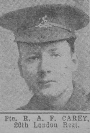 Carey R A F Pte DCM 20th London Regiment The War Illustrated 9th Oct 1915