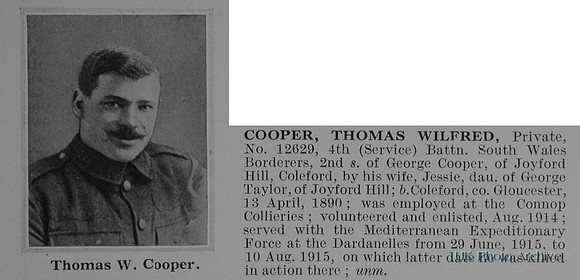 Cooper T W Pte 12629 4th South Wales Borderers Obit