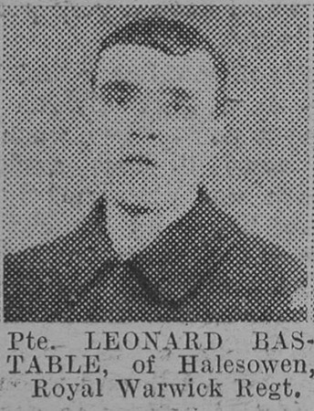 Bastable L Pte Royal Warwickshire Regiment The Vivid 27th Feb 1915