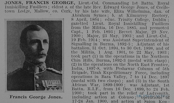 Jones F G Lt Col 1st Royal Inniskilling Fusiliers Obit Part 1