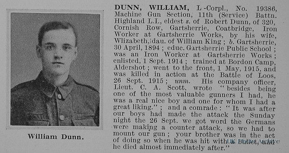 Dunn W L/Cpl 19386 11th Highland Light Infantry Obit