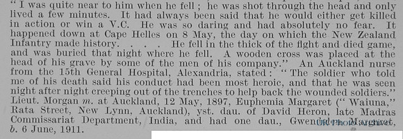 Morgan H Lt 3rd Auckland Regiment Obit Part 2