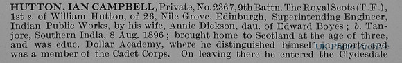 Hutton I C Pte 2367 9th Royal Scots Obit Part 1