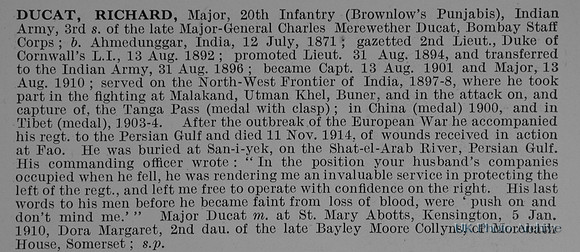 Ducat R Major Indian Army Obit