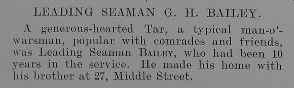 Bailey G H Leading Seaman 220337 HMS Pathfinder Obit