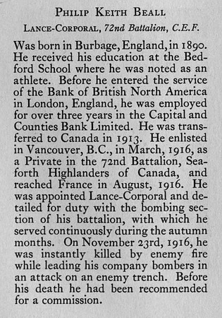 Beall P K L/Cpl 130289 72nd CEF Obit