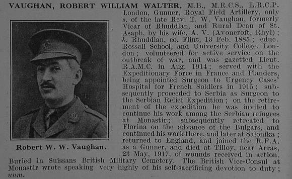 Vaughan R W W Gnr 179830 Royal Field Artillery Obit De Ruvignys Roll Of Honour Vol 3