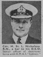 Nicholson H st L Cdr DSO + Bar Royal Navy