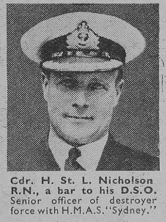 Nicholson H st L Cdr DSO + Bar Royal Navy