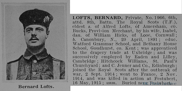 Lofts B Pte 1966 6th Attd 8th Royal Scots Obit