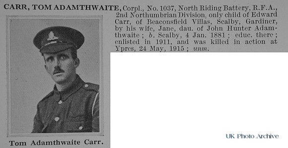 Carr T A Cpl 1037 Royal Field Artillery Obit