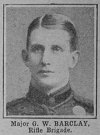 Barclay G W Major MC 1st Rifle Brigade The War Illustrated 16th September 1916