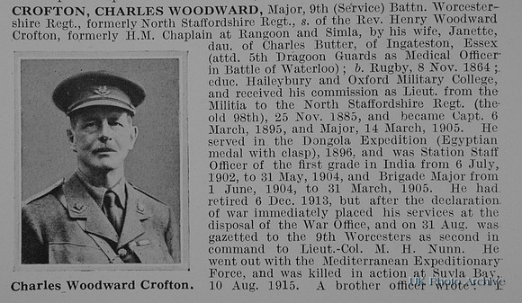 Crofton C W Major 9th Worcestershire Regiment Obit Part 1