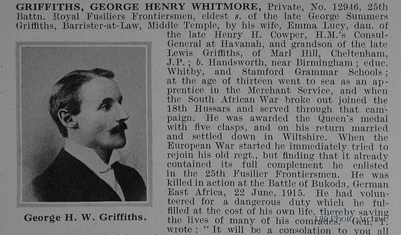 Griffiths G H W Pte 12946 25th Royal Fusiliers Obit Part 1