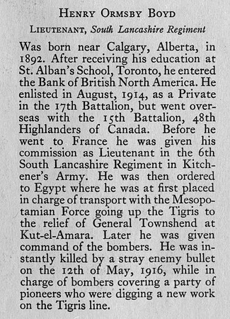 Boyd H O Lt 6th South Lancs Regiment Obit