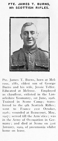 Burns J G Pte 40904 9th Cameronians