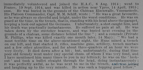 Grundy G S Pte 1362 Honourable Artillery Company Obit Part 2