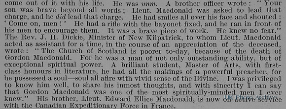 MacDonald C G 2nd Lt 6th Cameronians Obit Part 2