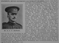Jackson H A L C Lt 10th Canadian Expeditionary  Force Obit De Ruvignys Roll Of Honour Vol 3