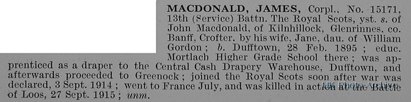 McDonald J Cpl 15171 13th Royal Scots Obit