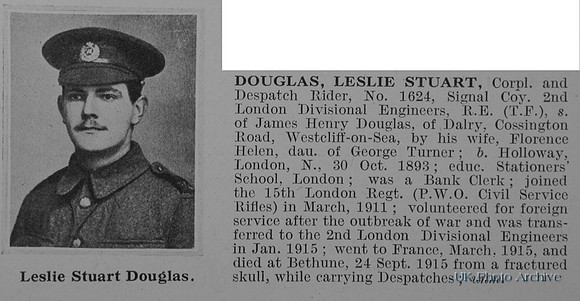 Douglas L S Cpl 1624 Royal Engineers Obit