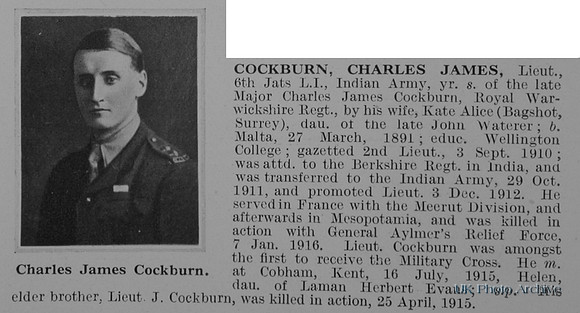 Cockburn C J Lt Indian Army Obit