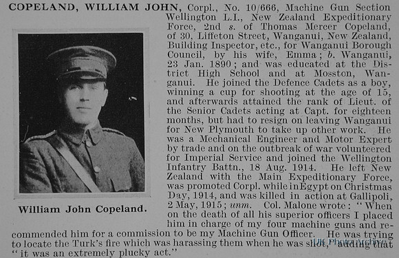 Copeland W J Cpl 10/666 Wellington LI NZEF Obit De Ruvignys Roll Of Honour Vol 1