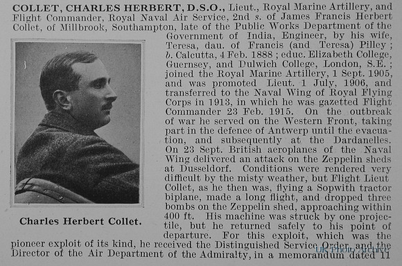 Collet C H Lt DSO Royal Marine Artillery Attd Royal Naval Air Service  Obit Part 1