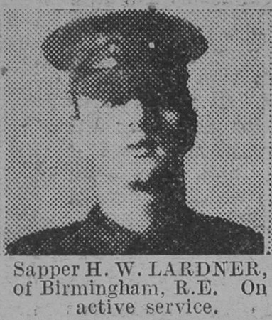 Lardner H W Sapper 486043 Royal Engineers The Vivid 27th Feb 1915