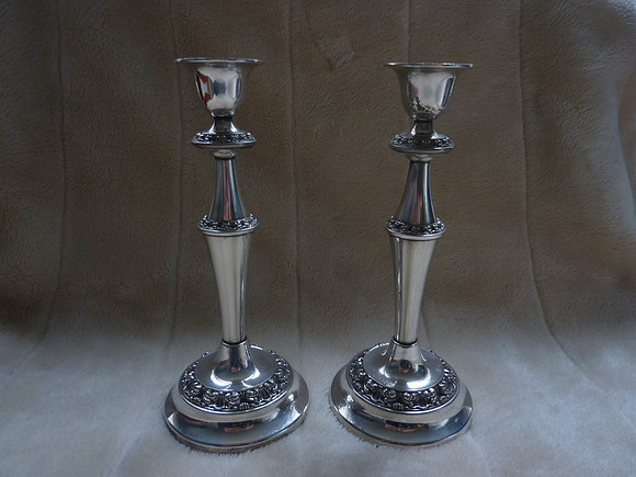 Pair Of Vintage Silver Plated 9" Candlesticks