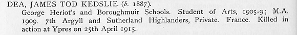 Dea J T K Pte 7th Argyll And Sutherland Highlanders Obit