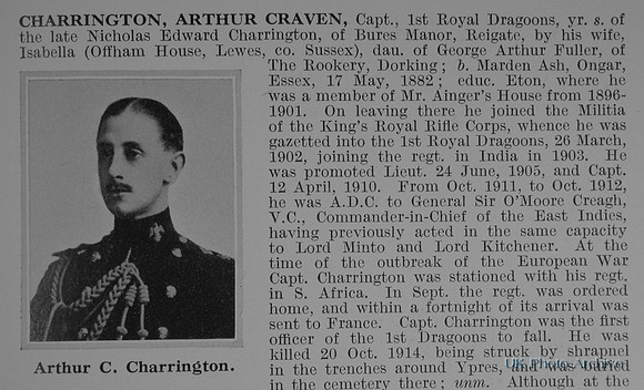 Charrington A C Captain 1st Royal Dragoons Obit Part 1