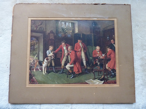 Mounted Antique Print After The Hunt