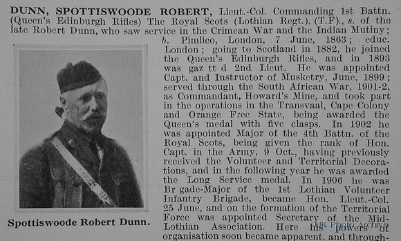 Dunn S R Lt Col 1st Royal Scots Obit Part 1 De Ruvigny's Roll Of Honour Vol 1