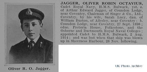 Jagger O R O Cadet HMS Bulwark Royal Navy Obit