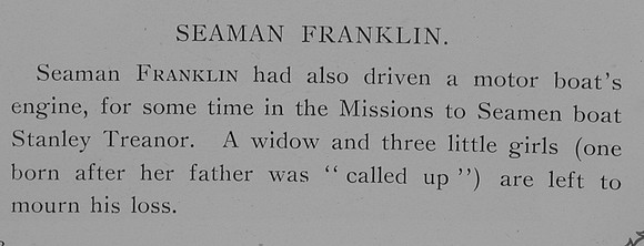 Franklin W T Seaman 4902B HMS Cressy Royal Naval Reserve Obit