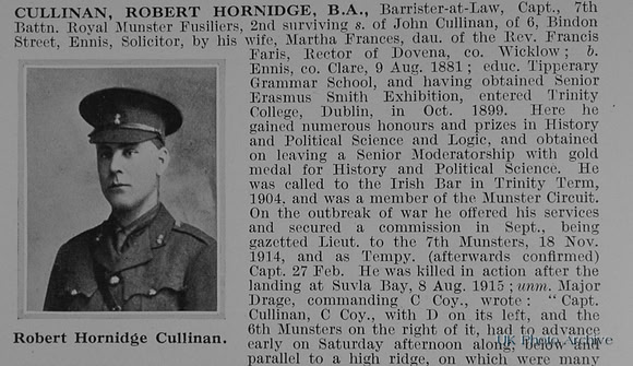Cullinan R H Captain 7th Royal Munster Fusiliers Obit Part 1