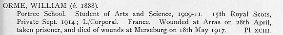 Orme W L/Cpl 15th Royal Scots Obit