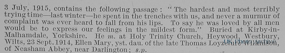 Morkill R F Lt 1st West Yorkshire Regiment Obit Part 2