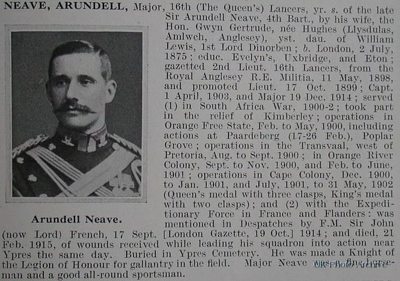 Neave A Major 16th Lancers Obit De Ruvignys Roll Of Honour
