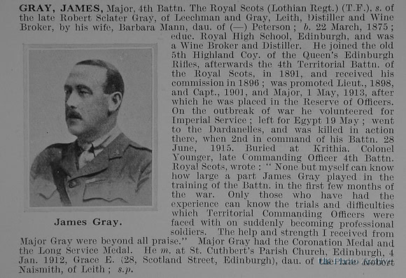 Gray J Major 4th Royal Scots Obit