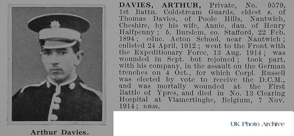 Davies A Pte 9579 1st Coldstream Guards Obit