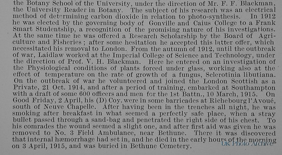 Laidlaw C G P Pte 3375 14th London Regiment Obit Part 2