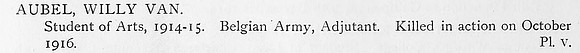 Aubel W V Adjutant Belgian Army