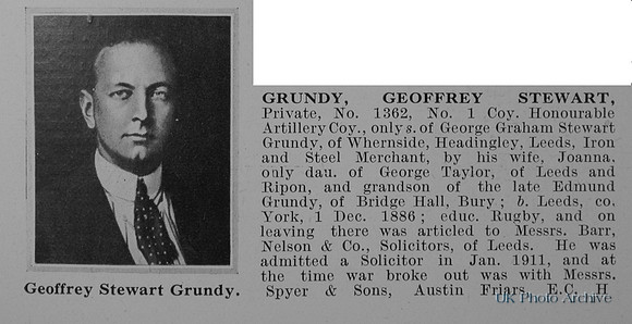 Grundy G S Pte 1362 Honourable Artillery Company Obit Part 1